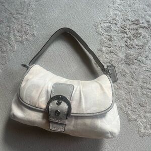 Coach pink, grey, and white Canvas bag.